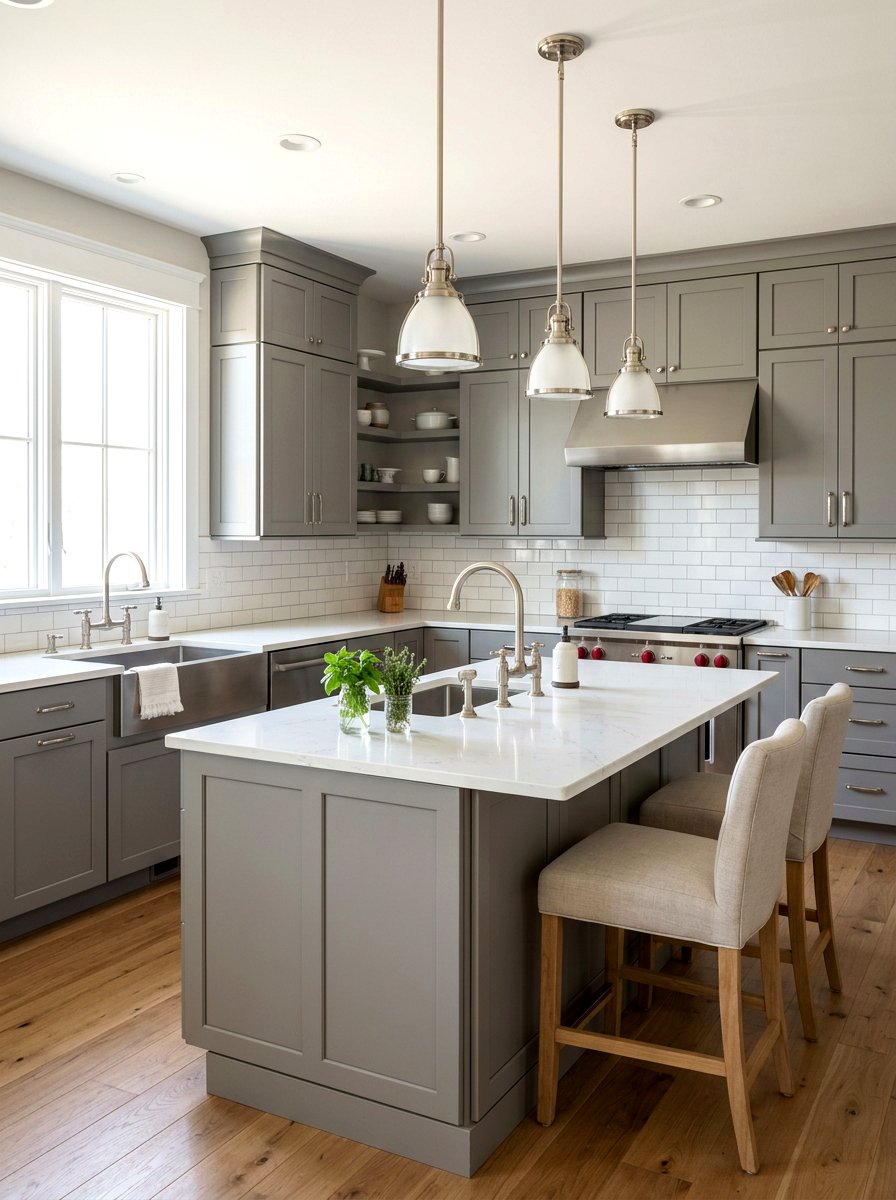 Bridge Faucet Shaker Cabinets Quartz Countertop - 30 bridge faucet kitchen ideas