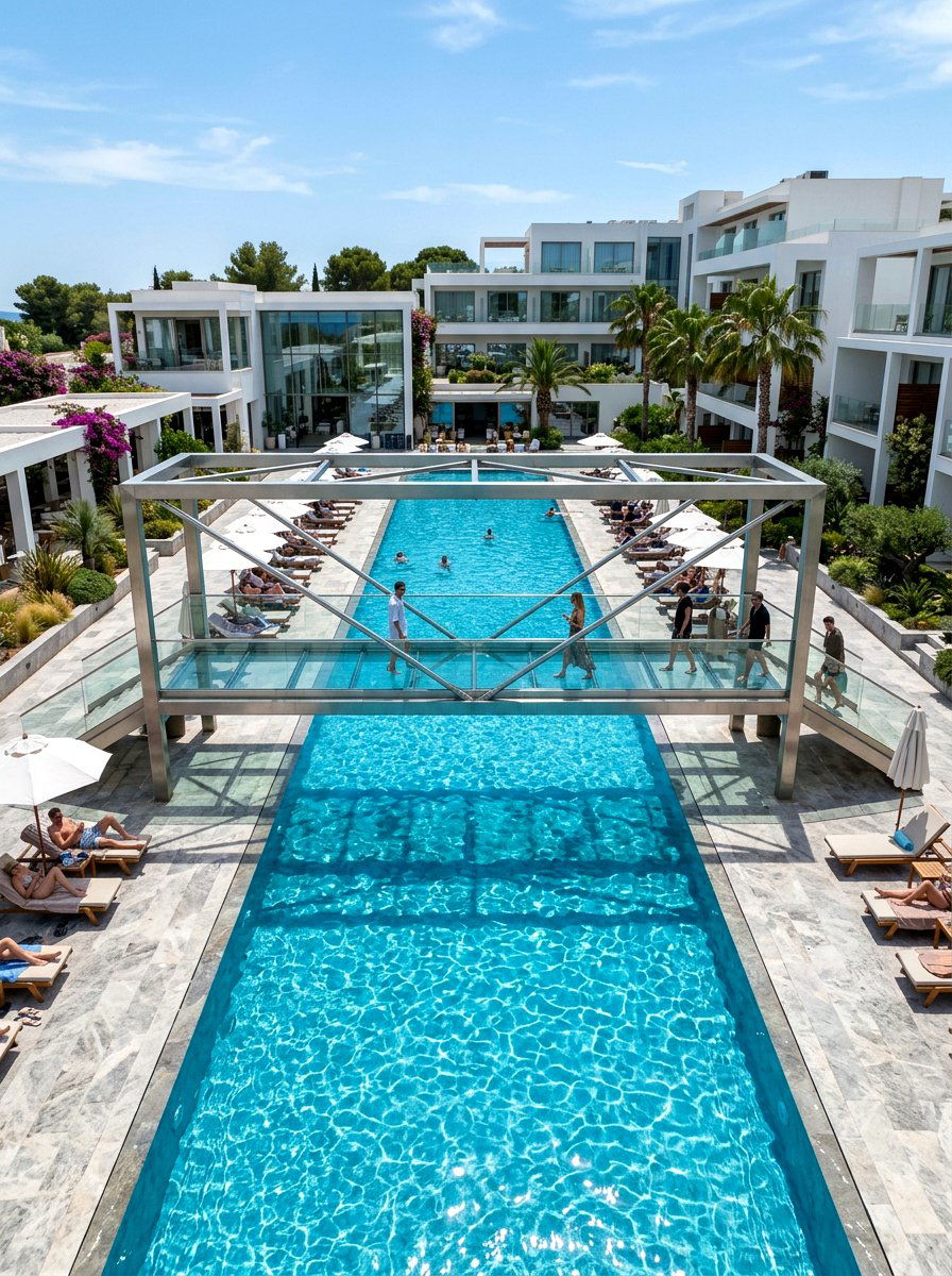 Bridge Over Pool - 30 luxury pool ideas