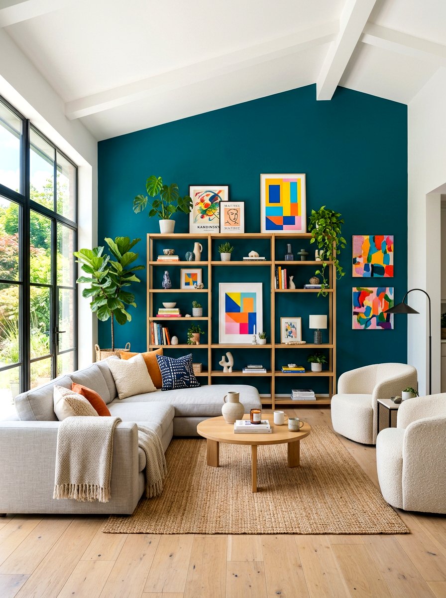 Bright Accent Wall - 30 eclectic home decor ideas