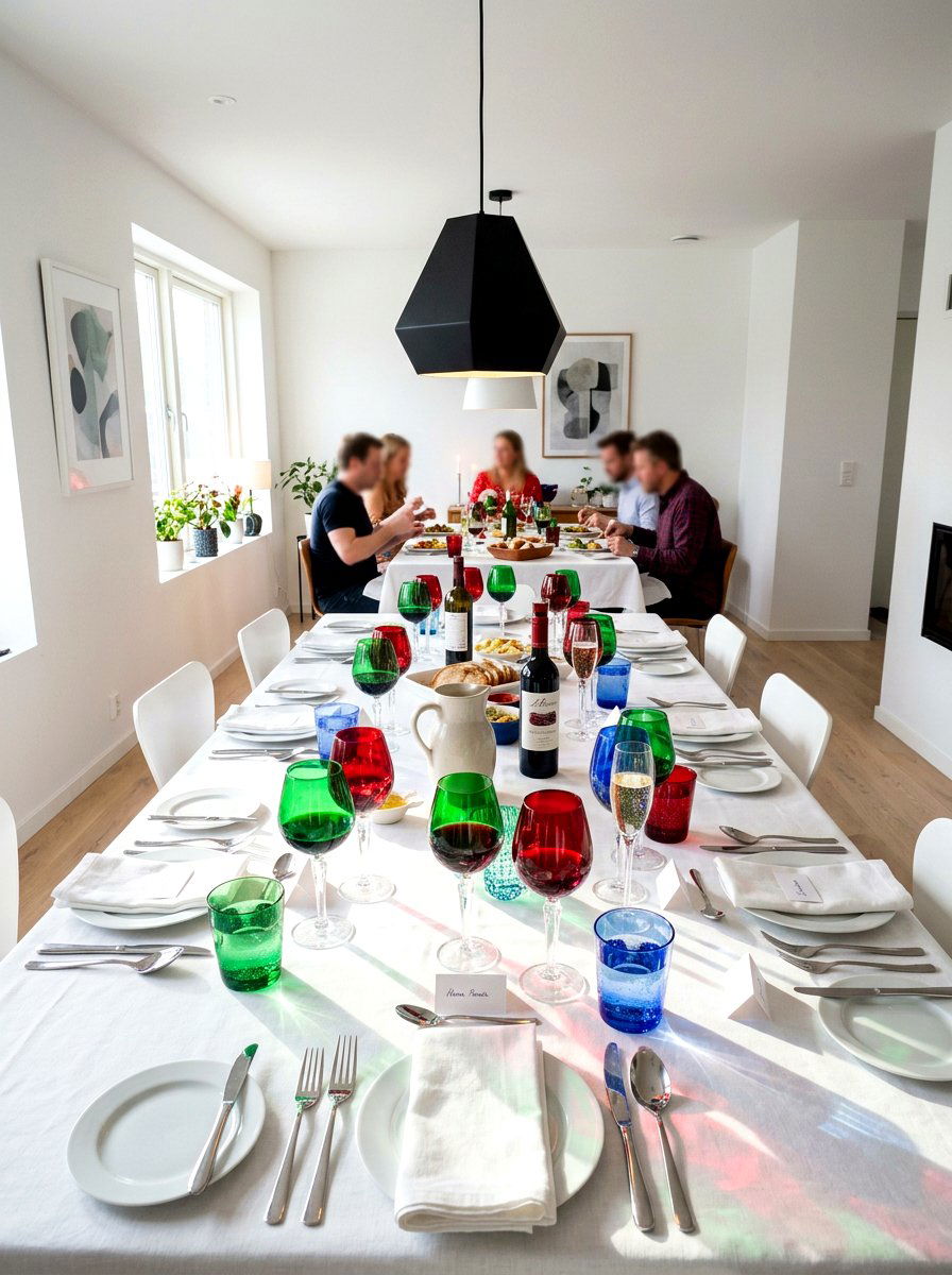 Bright Colorful Glassware - 30 casual dinner table ideas