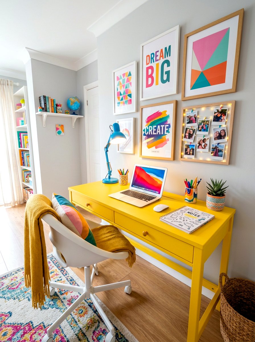 Bright Colorful Teen Desk - 30 teen bedroom desk ideas