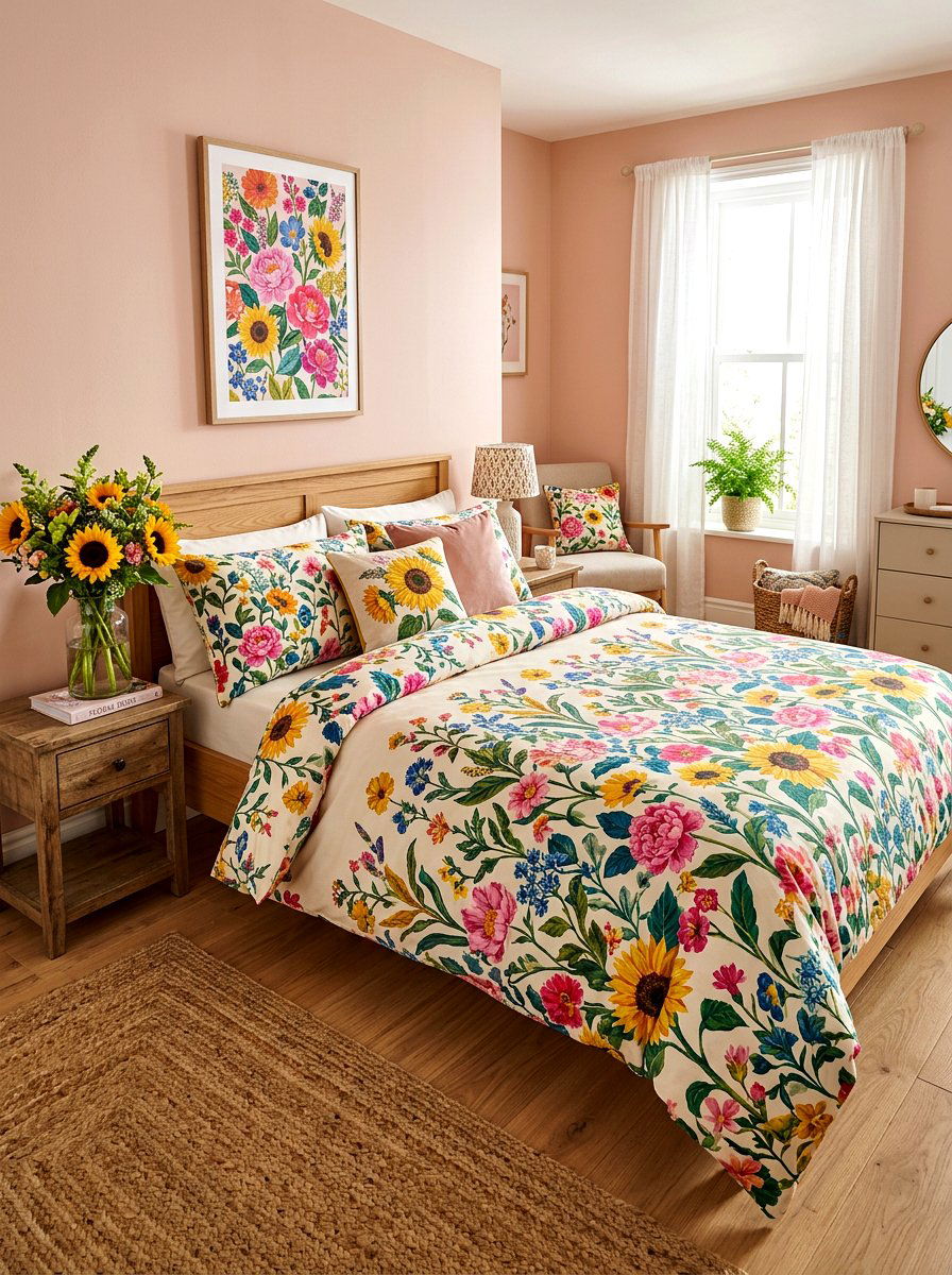 Bright Floral Patterns - 30 summer bedroom decor ideas