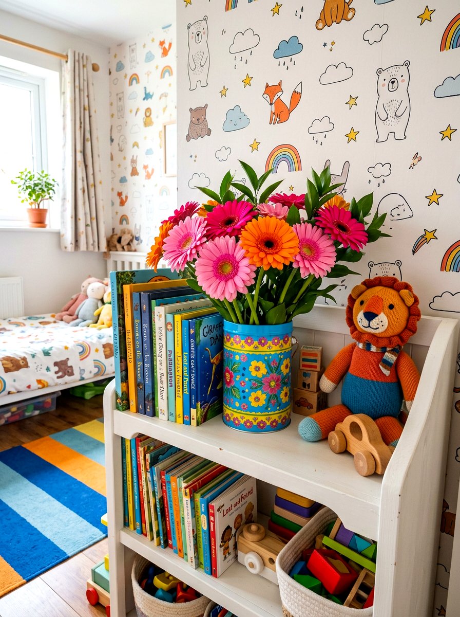 Bright Gerbera Daisies In Tin - 30 spring flower arrangement ideas