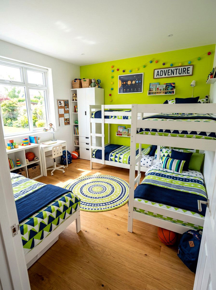 Bright Green Shared Bedroom - 30 boys shared bedroom ideas