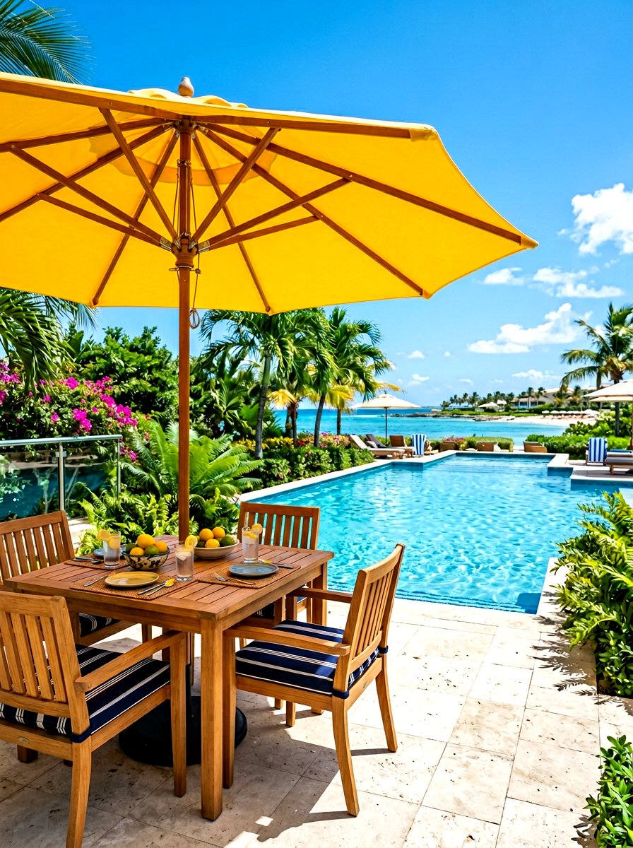 Bright Outdoor Umbrella - 30 colorful garden decor ideas