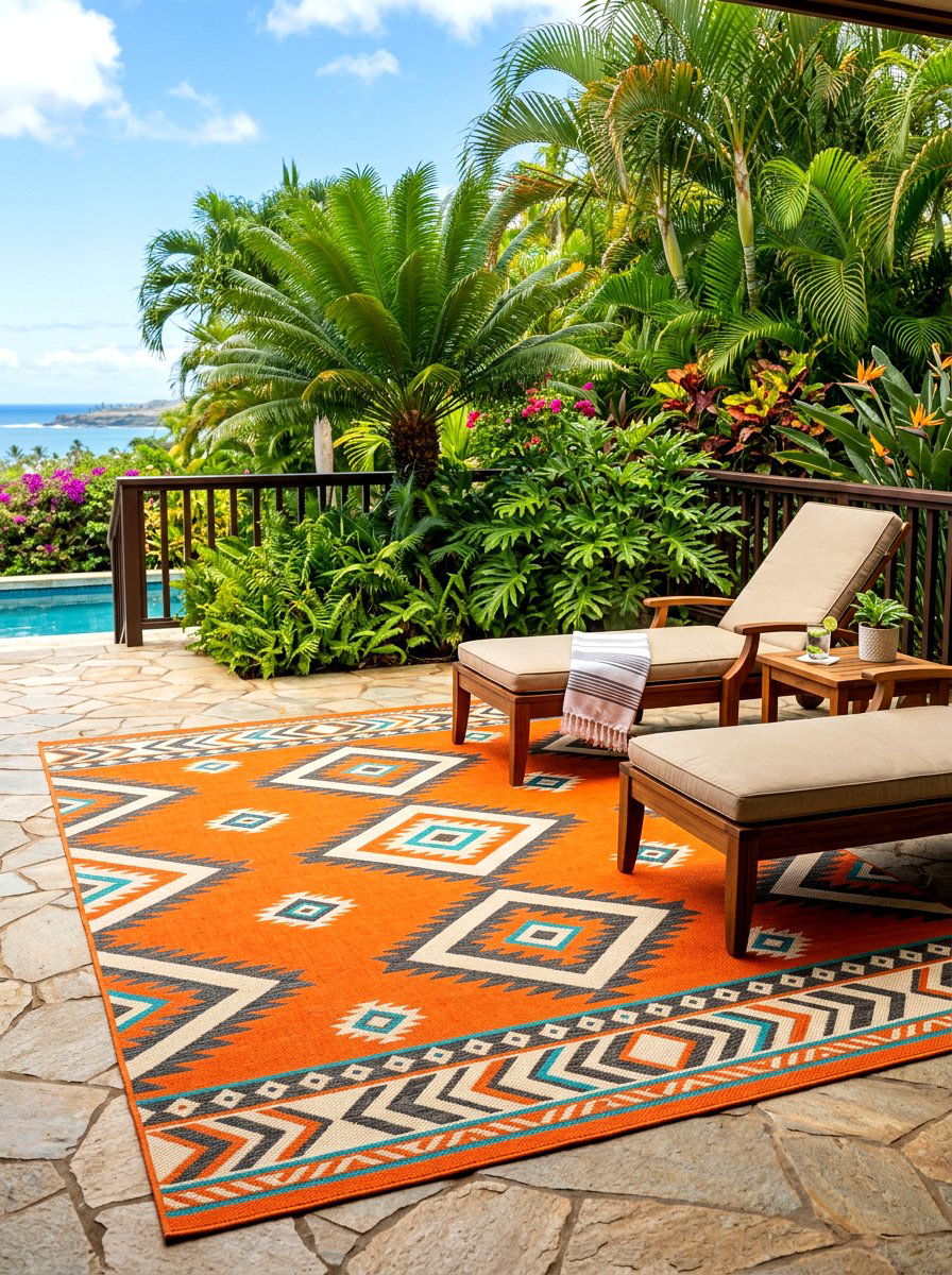 Bright Patio Rug - 30 colorful garden decor ideas