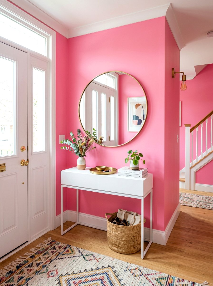 Bright Pink Small Entryway - 30 small room big color ideas