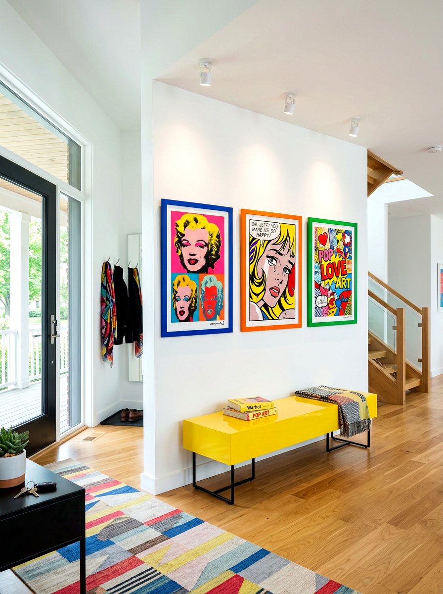 Bright Pop Art Entryway - 30 art wall foyer ideas