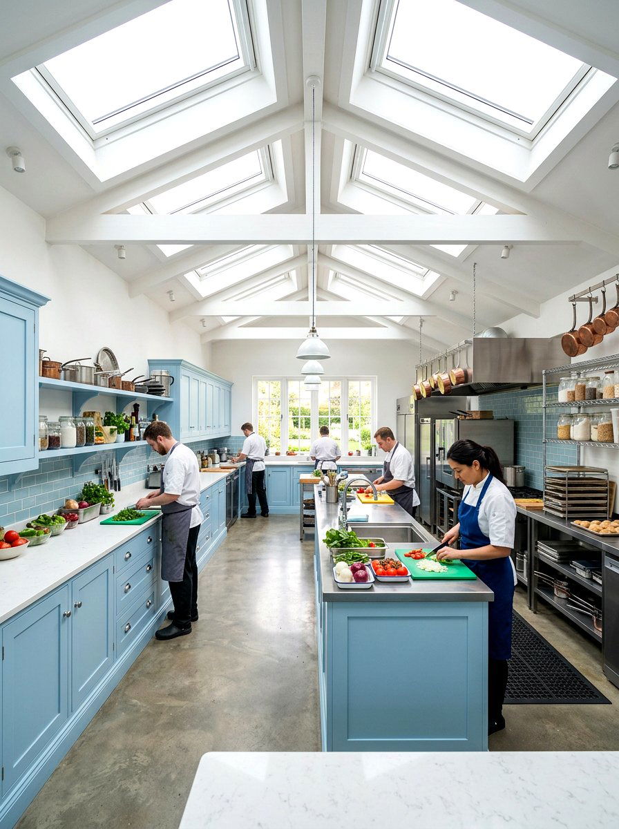 Bright Prep Kitchen With Skylights - 30 small prep kitchen ideas