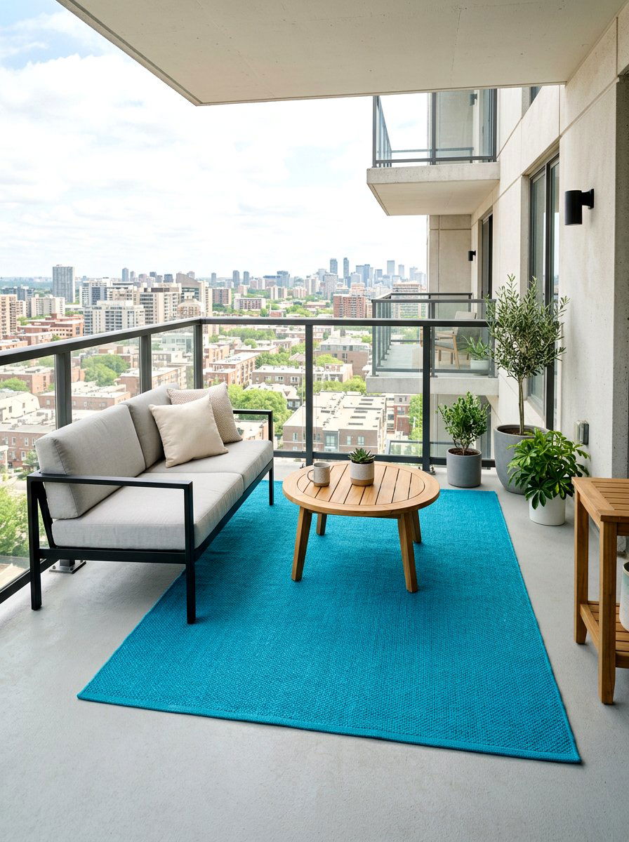 Bright Solid Color Rug - 30 balcony rug ideas