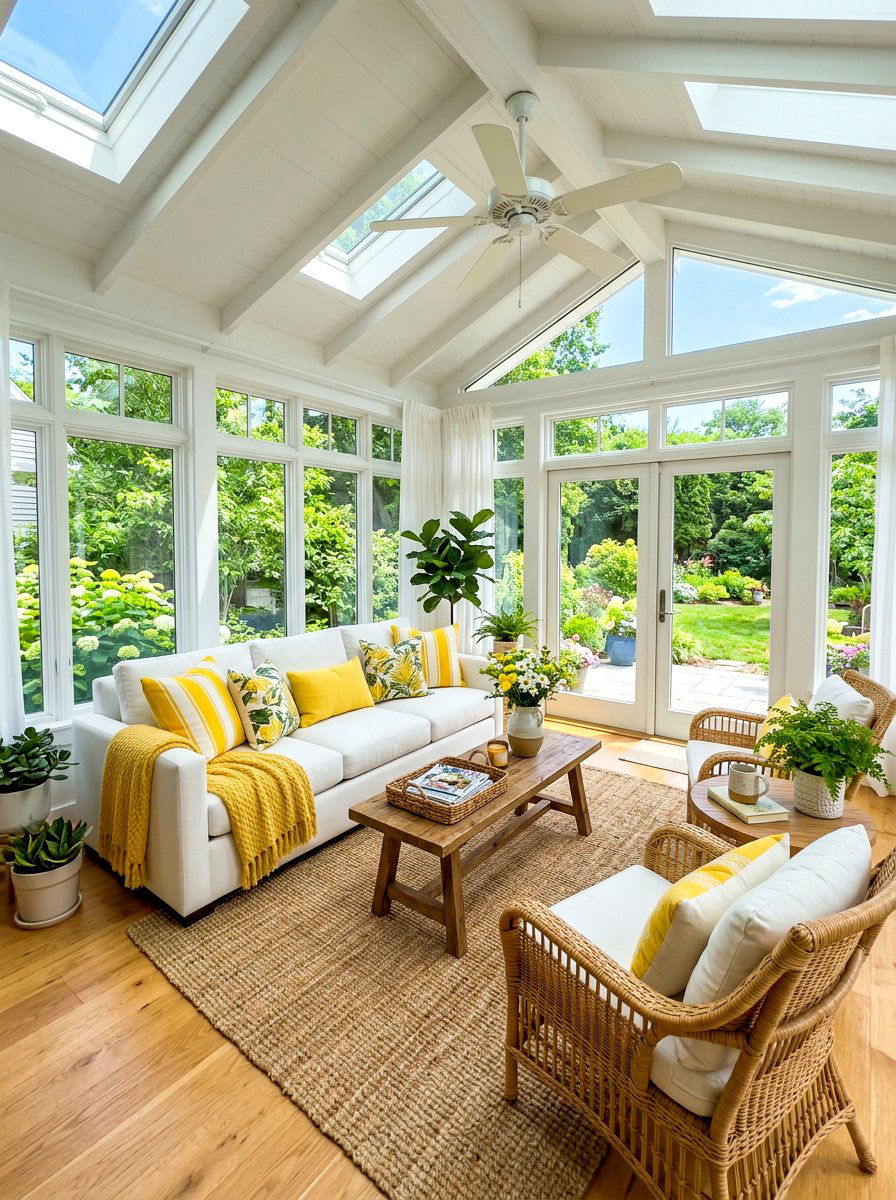Bright Sunroom Furniture Arrangement - 30 sofa bed room ideas