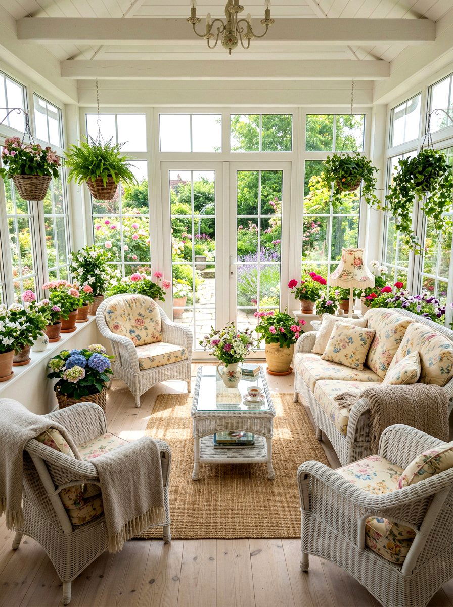 Bright Sunroom Living Room - 30 grandma core living room ideas