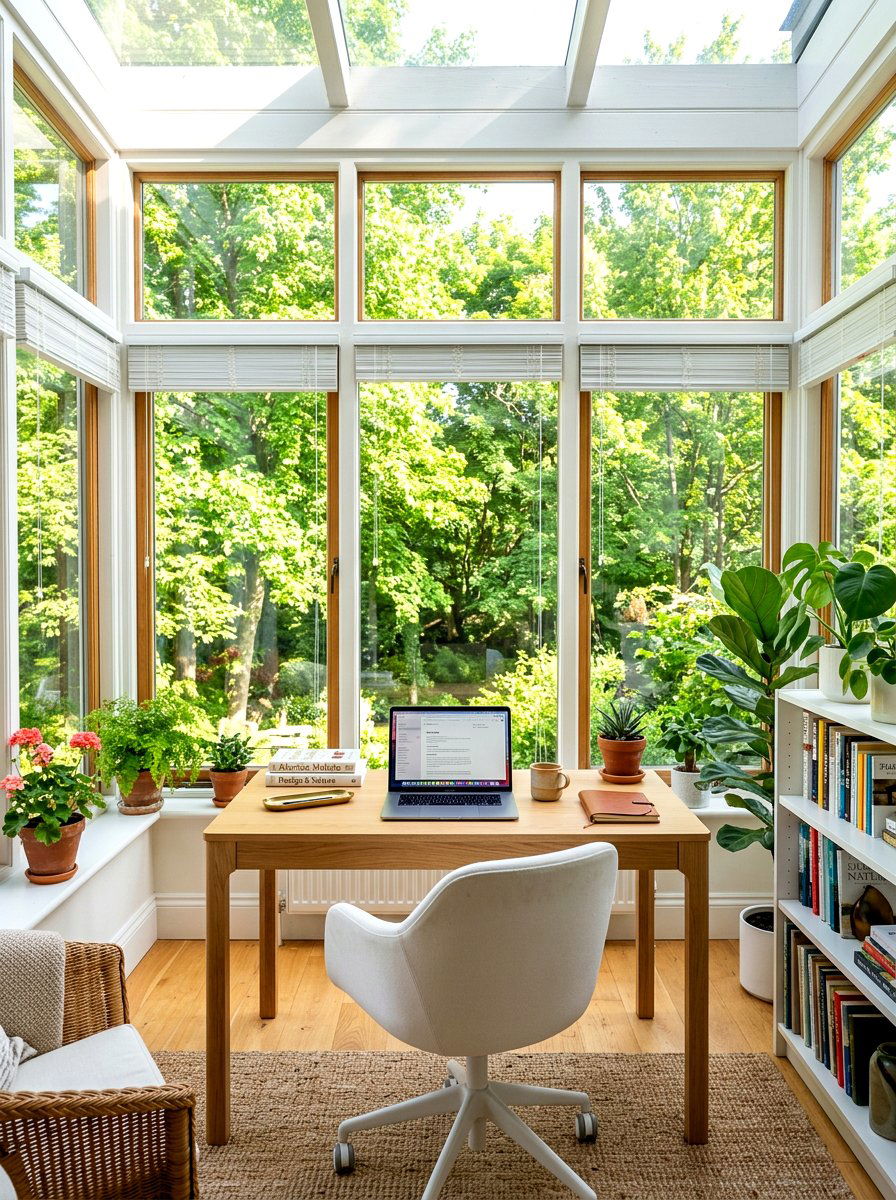 Bright Sunroom Study - 30 private study room ideas