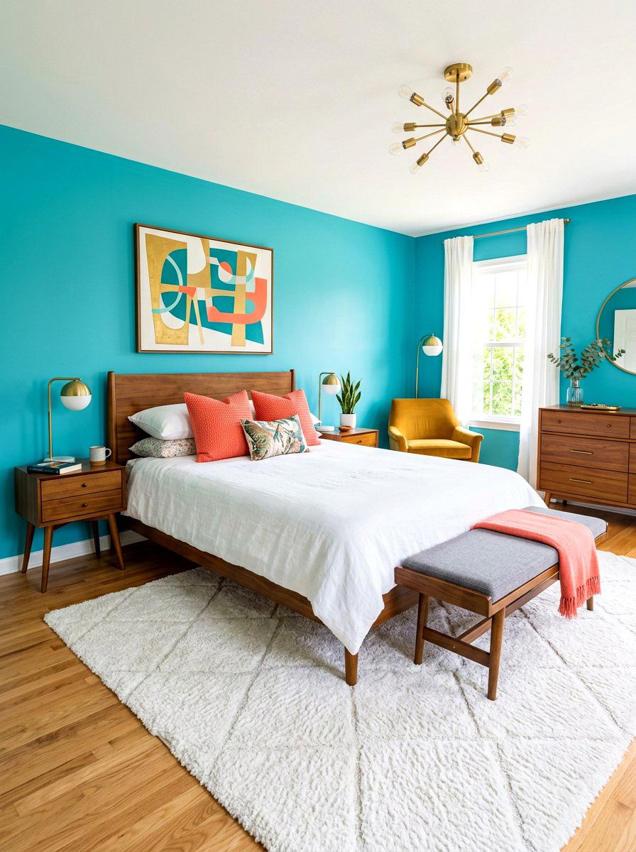 Bright Teal Bedroom - 30 ocean blue bedroom ideas