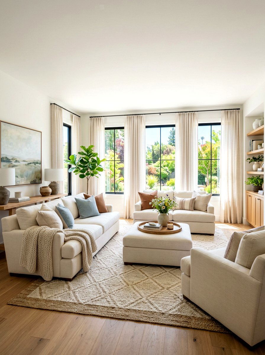 Bright Transitional Living Room - 30 transitional living room ideas