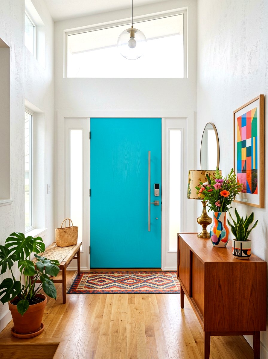 Bright Turquoise Front Door - 30 front door paint color ideas