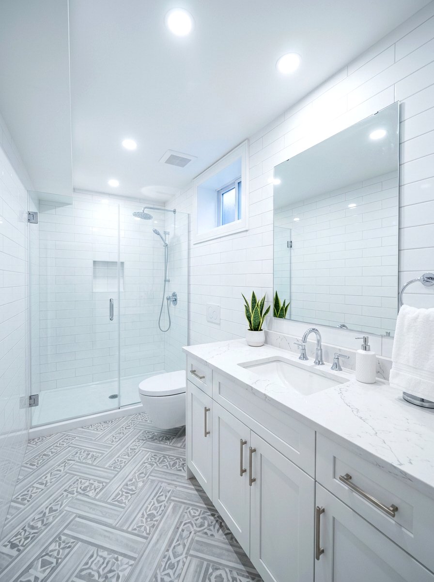 Bright White Basement Bathroom - 30 basement bathroom ideas