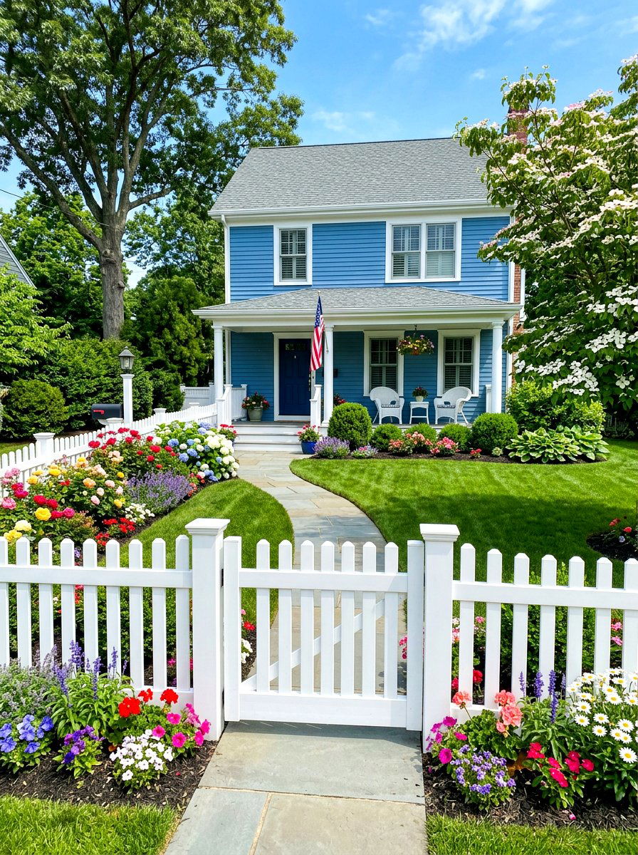 Bright White Fence - 30 fence paint ideas
