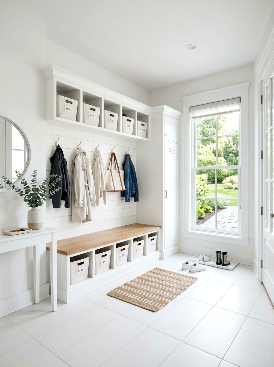 Bright White Mudroom - 30 small mudroom ideas