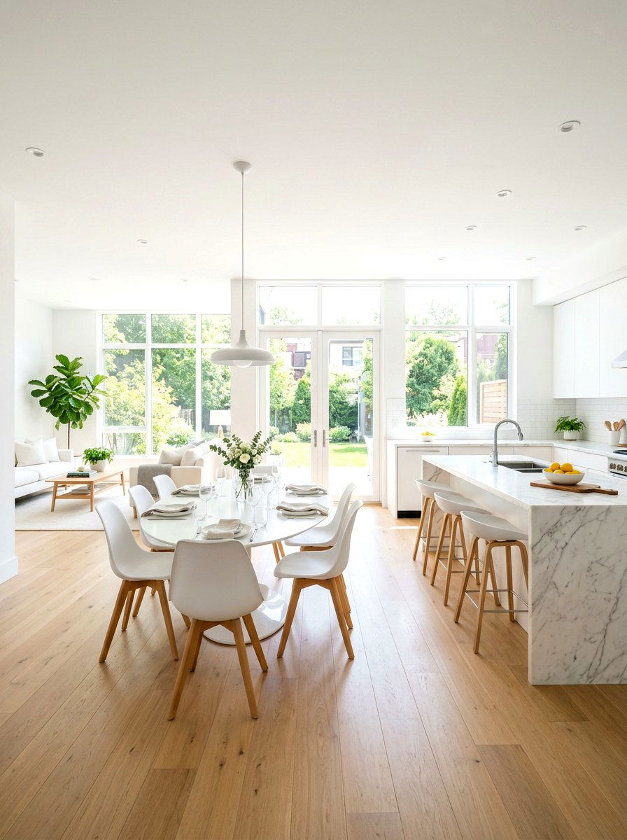 Bright White Open Concept - 30 open plan dining room ideas
