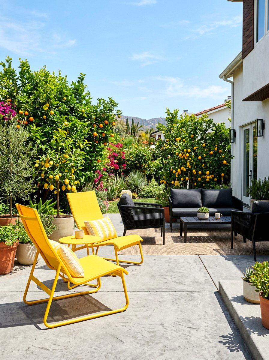 Bright Yellow Accent Seating - 30 outdoor pouf ideas