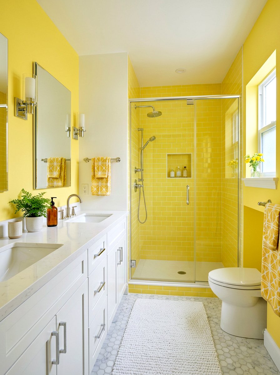 Bright Yellow Bathroom - 30 summer bathroom decor ideas