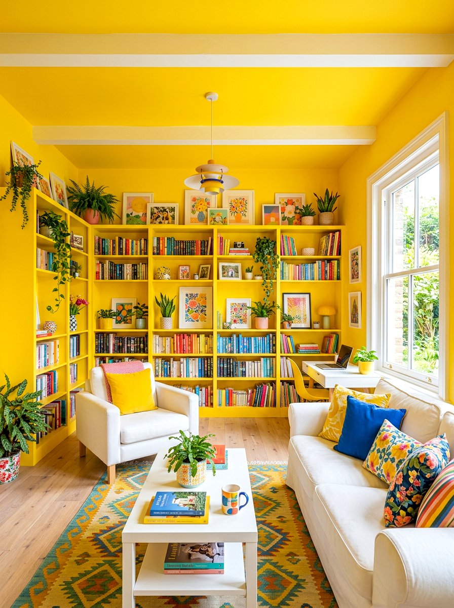 Bright Yellow Happy Room - 30 color drenched kids room ideas