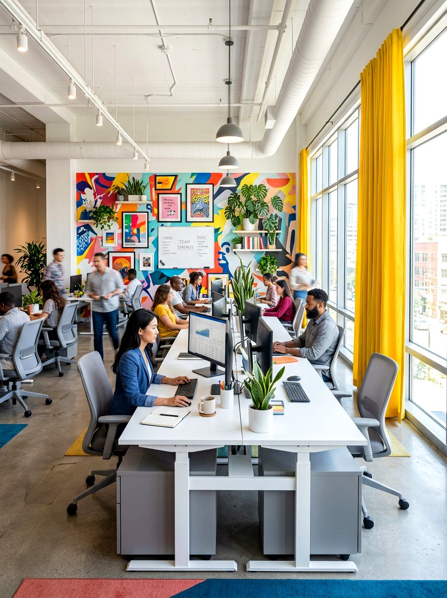 Bright Yellow Office Curtains - 30 office curtain ideas