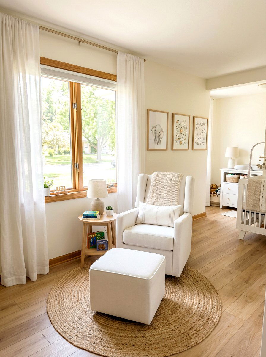 Bright and airy nursery glider space - 30 nursery rocking chair corner ideas