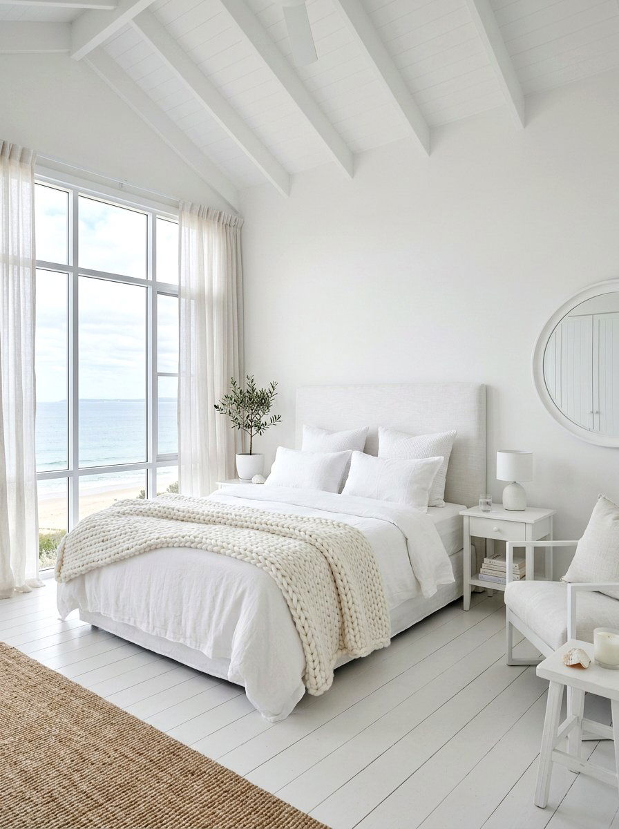 Bright and breezy white on white bedroom - 30 coastal bedroom ideas