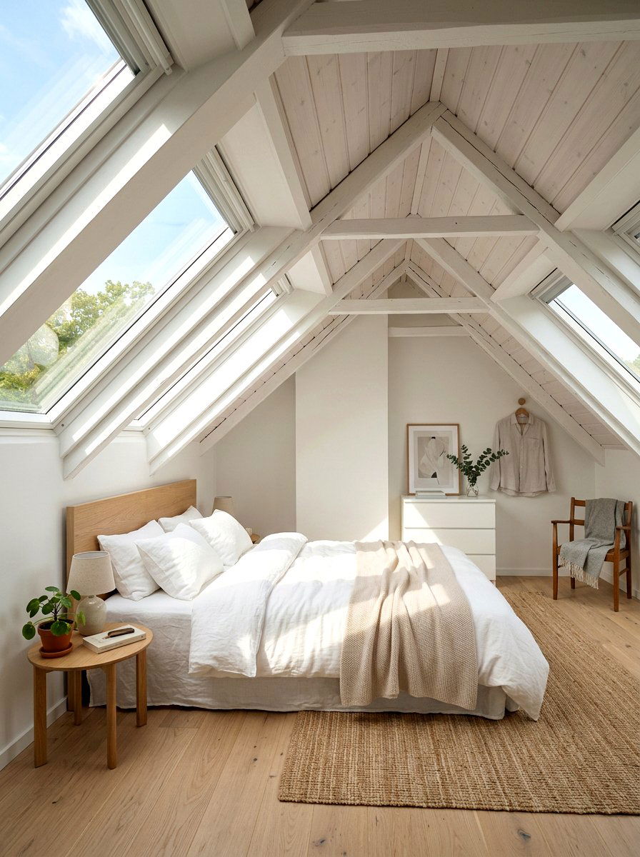 Bright attic scandi bedroom - 30 Scandinavian bedroom ideas