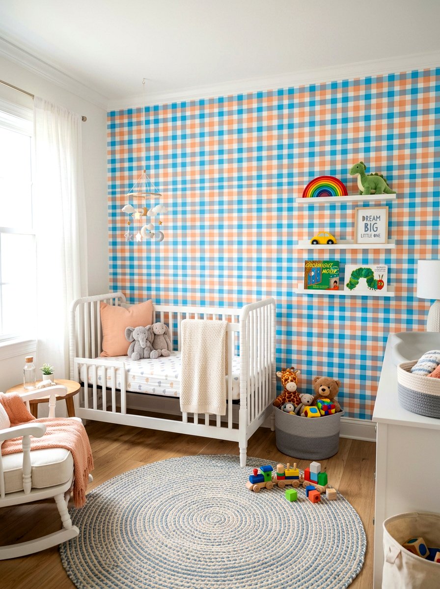 Bright checkered nursery wallpaper - 30 bright checkerboard decor ideas
