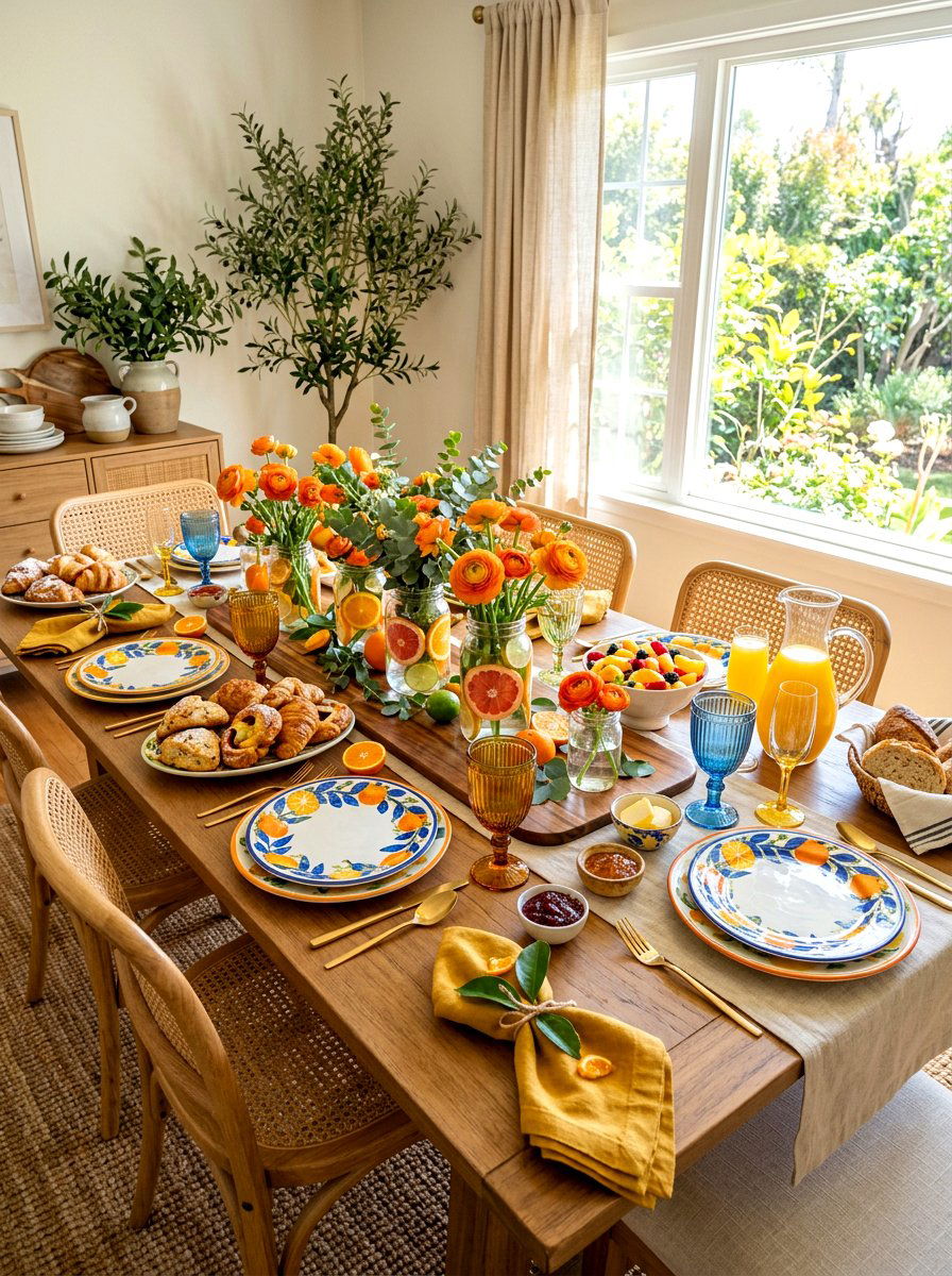 Bright citrus brunch table - 30 elegant brunch table ideas