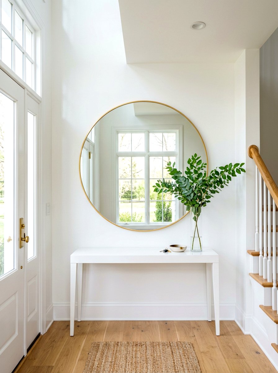 Bright entryway mirror - 30 summer foyer decor ideas