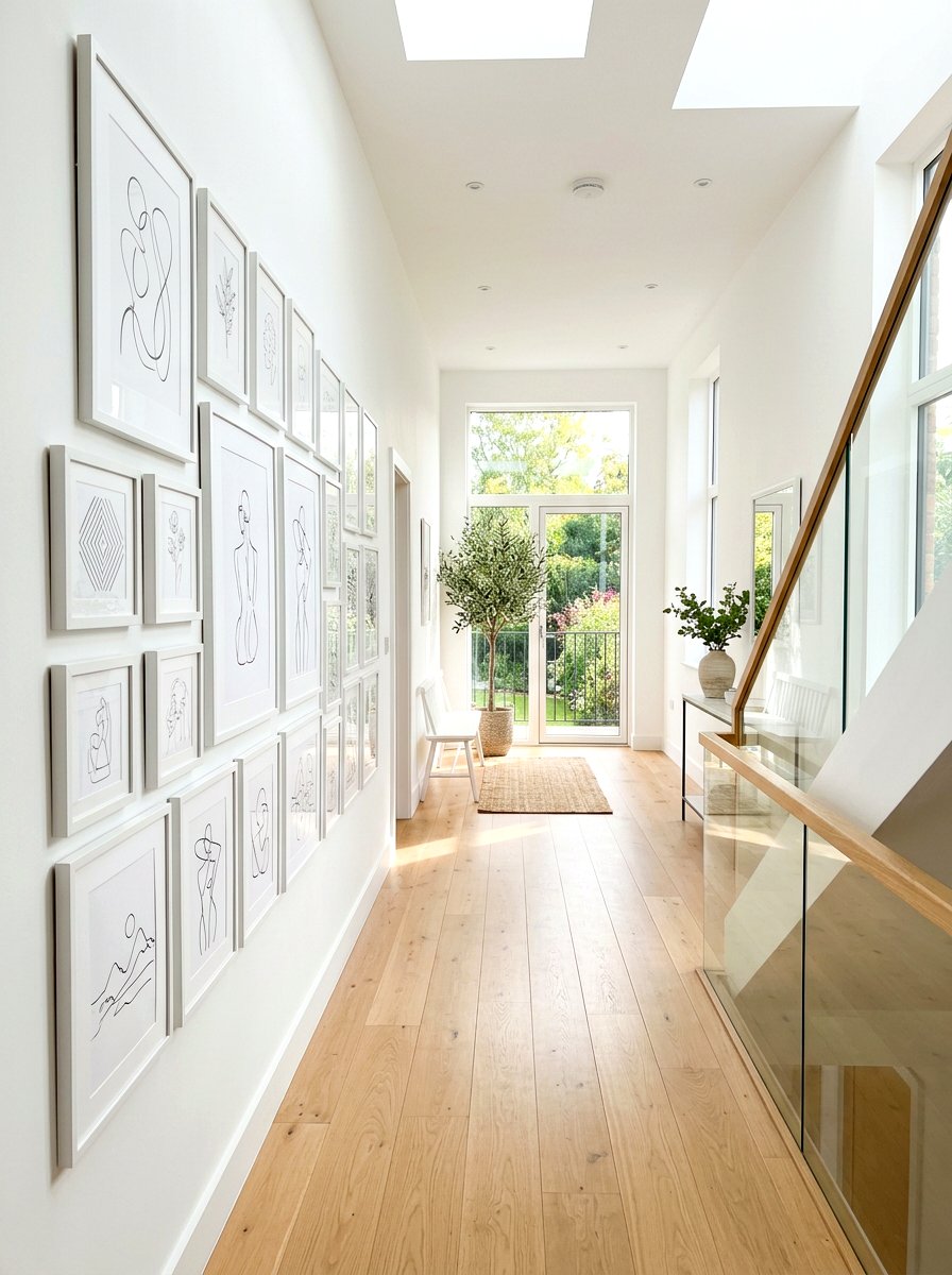 Bright white gallery wall - 30 hallway gallery wall ideas