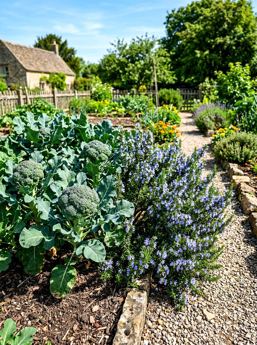 Broccoli and rosemary pairing - 30 vegetable garden companion planting ideas