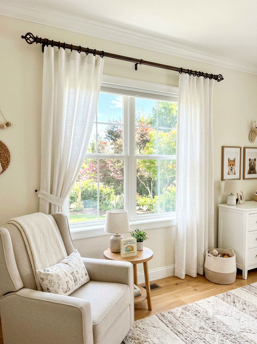 Bronze Curtain Rods - 30 soft heirloom nursery ideas
