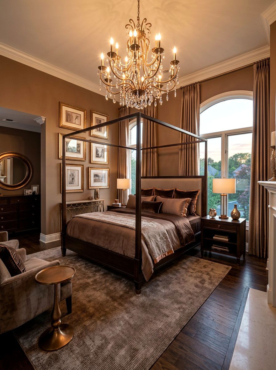Bronze Metallic Accents Bedroom - 30 all brown bedroom ideas