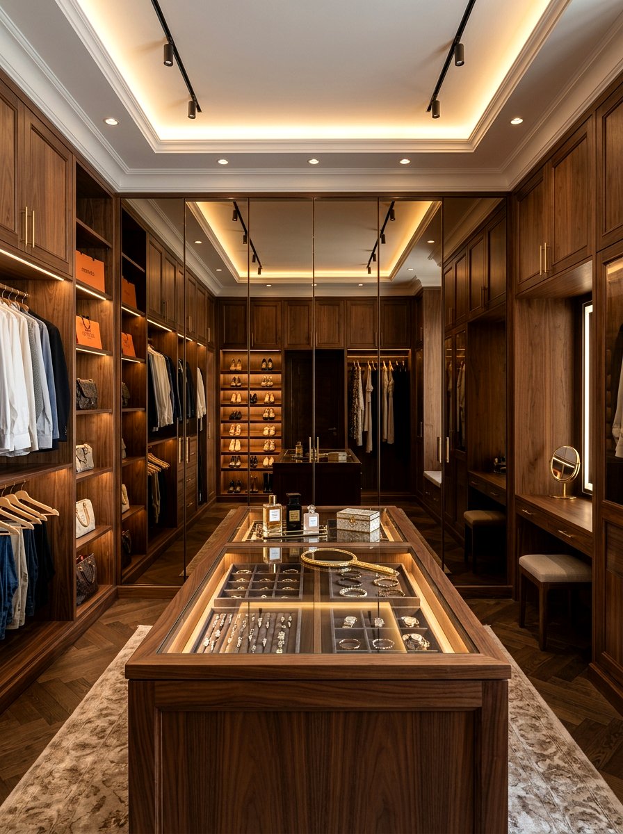 Bronze Tinted Mirror Wall - 30 dressing room mirror wall ideas