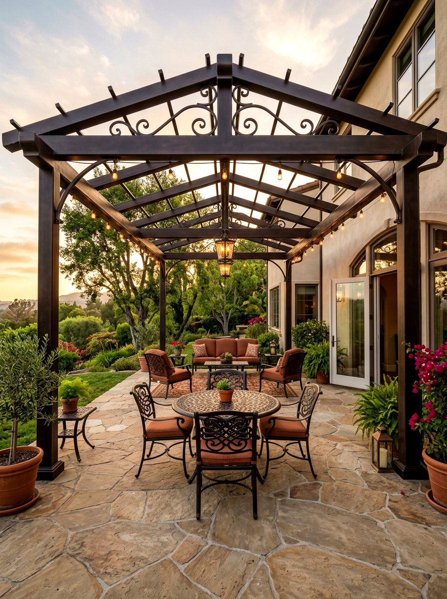 Bronze metal patio cover frame - 30 metal patio cover ideas