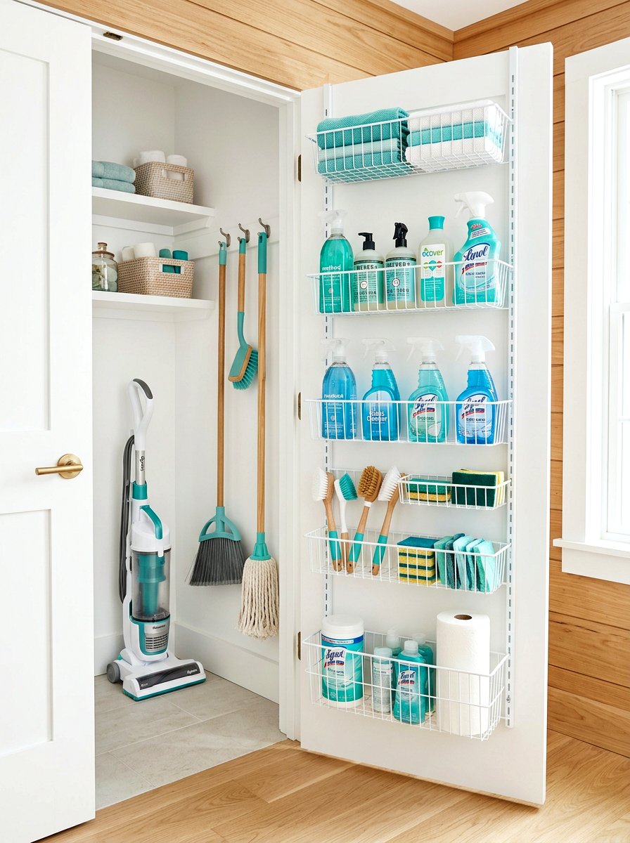 Broom Closet Door Rack - 30 cleaning closet organization ideas
