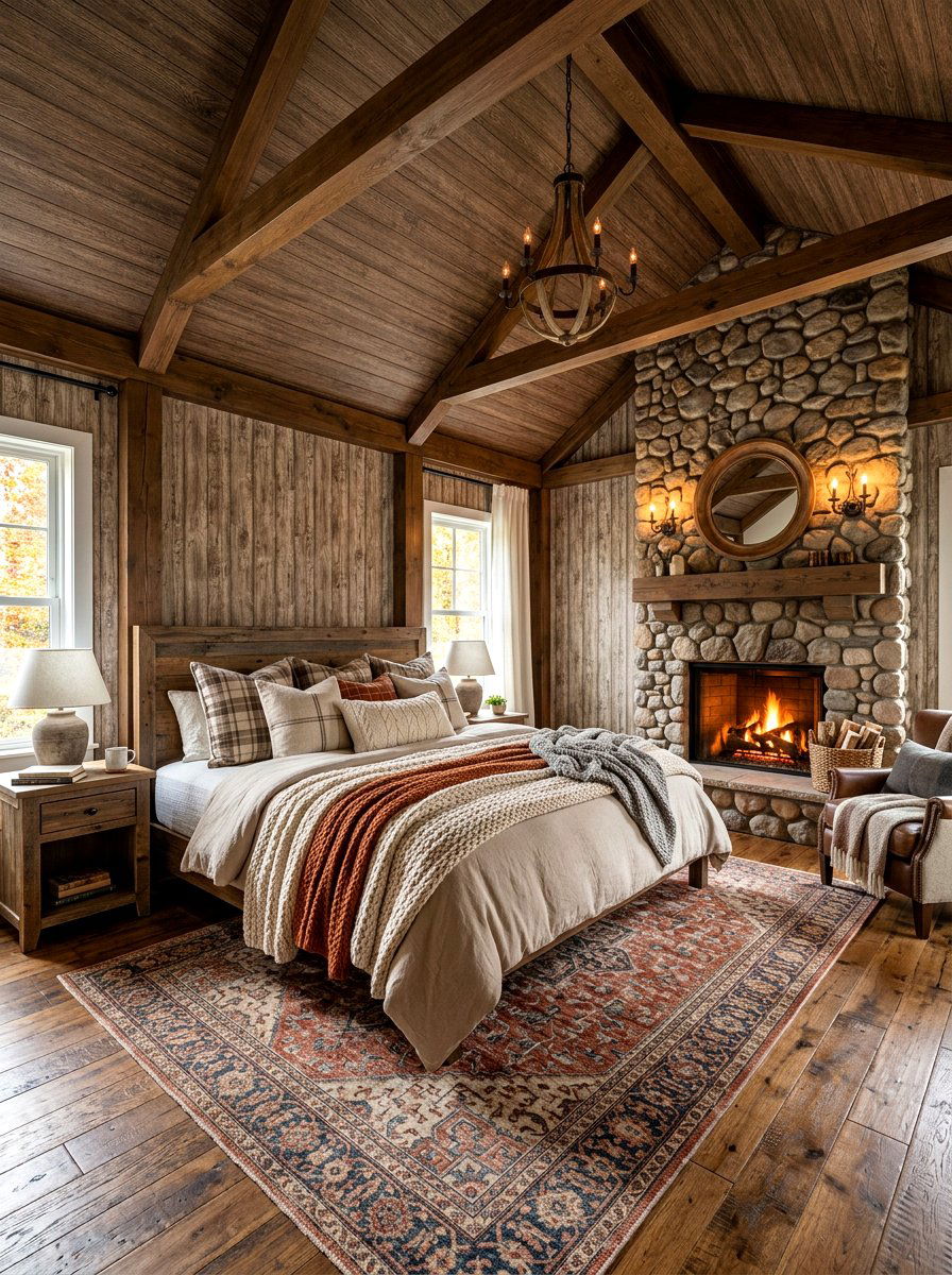 Brown Faux Wood - 30 ceiling wallpaper bedroom ideas