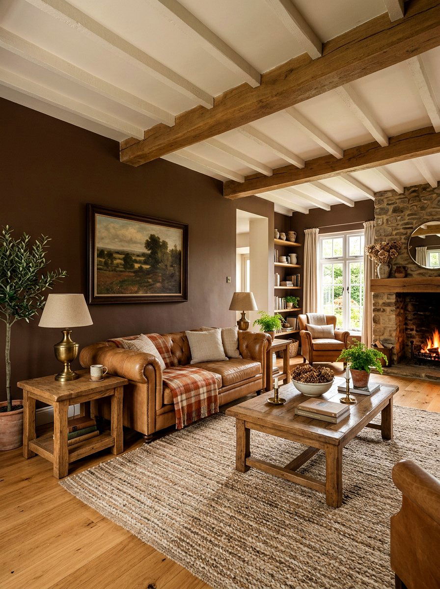 Brown Living Room - 30 moody English living room ideas