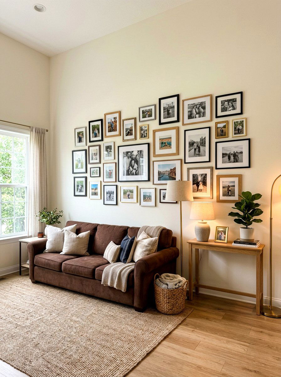 Brown Sofa Gallery Wall - 30 brown sofa living room ideas