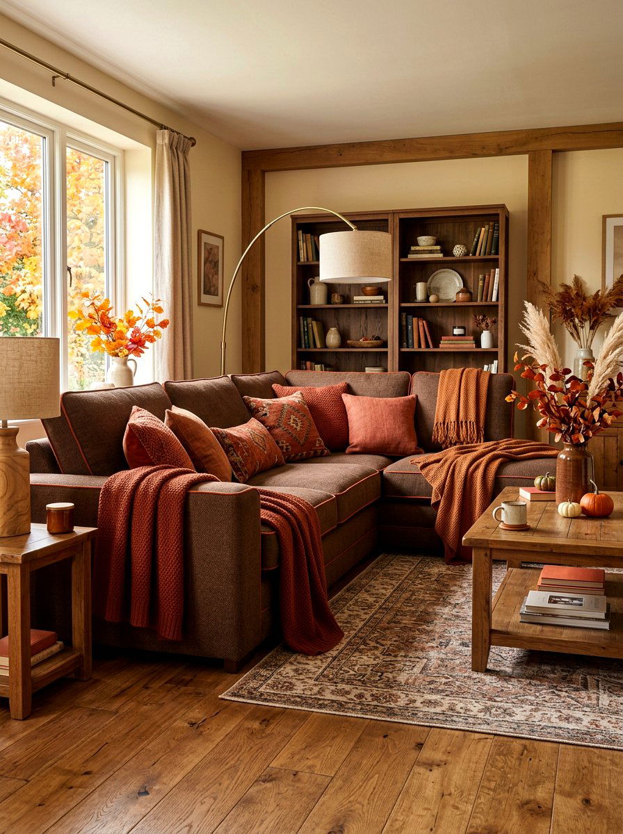 Brown Sofa Orange Accents - 30 brown sofa living room ideas