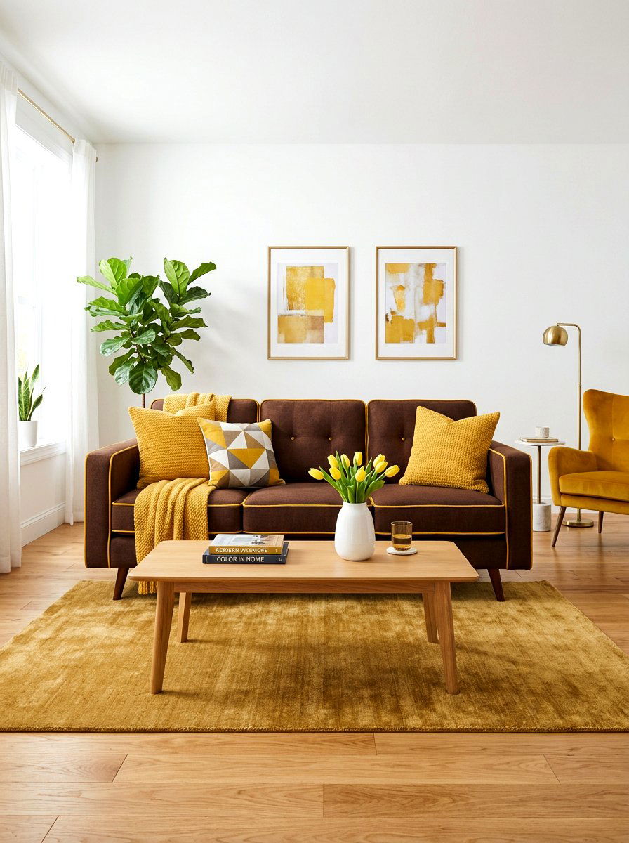 Brown Sofa Yellow Accents - 30 brown sofa living room ideas