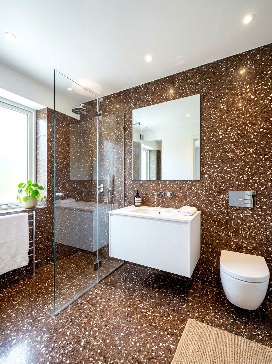 Brown Terrazzo Bathroom - 30 chocolate bathroom ideas