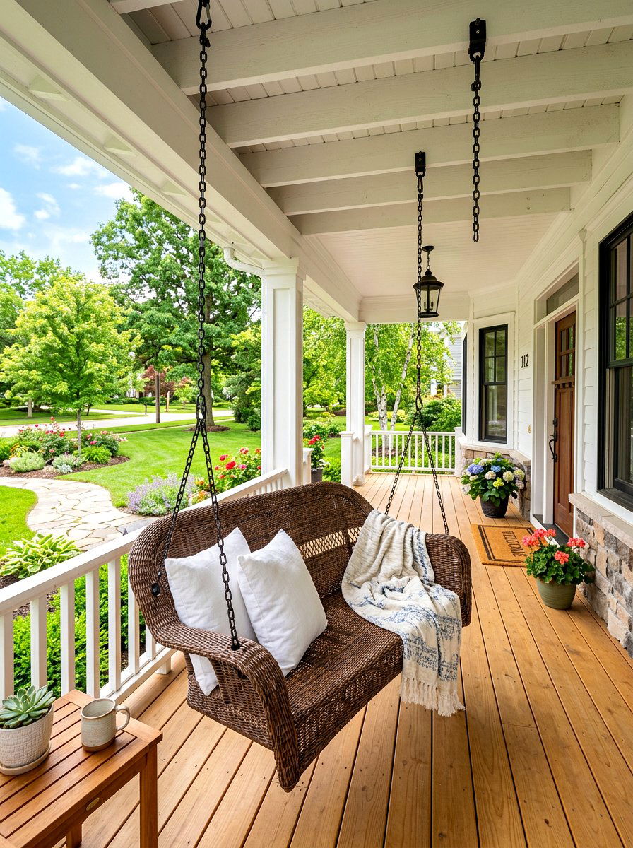 Brown Wicker Porch Swing Haven - 30 cocoa patio furniture ideas