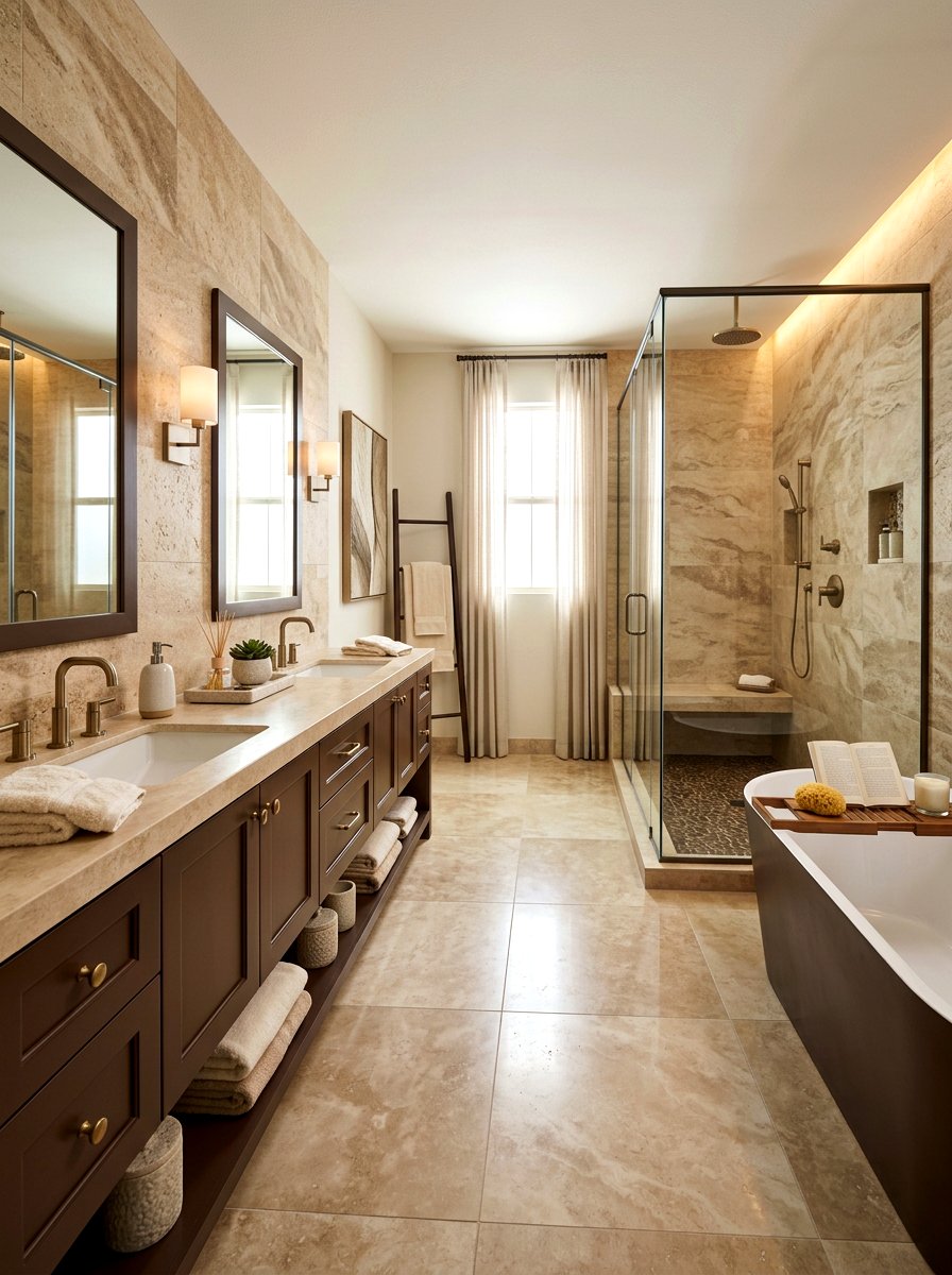 Brown and beige bathroom decor - 30 chocolate brown bathroom ideas