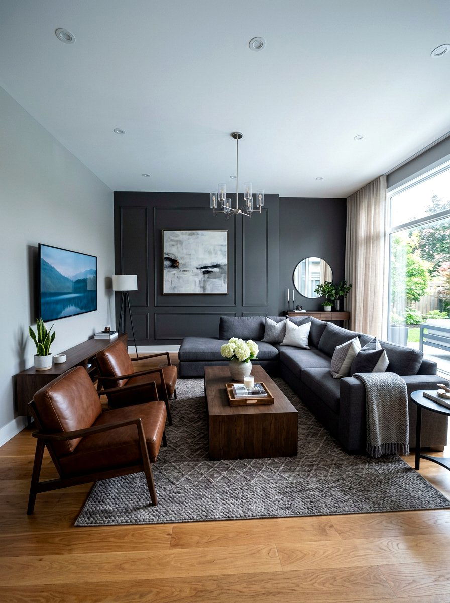 Brown and charcoal grey living room - 30 brown living room ideas